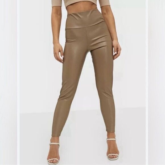 Bagatelle Collection Faux Leather Leggings Mocha Brown Medium Pull On - Picture 1 of 11